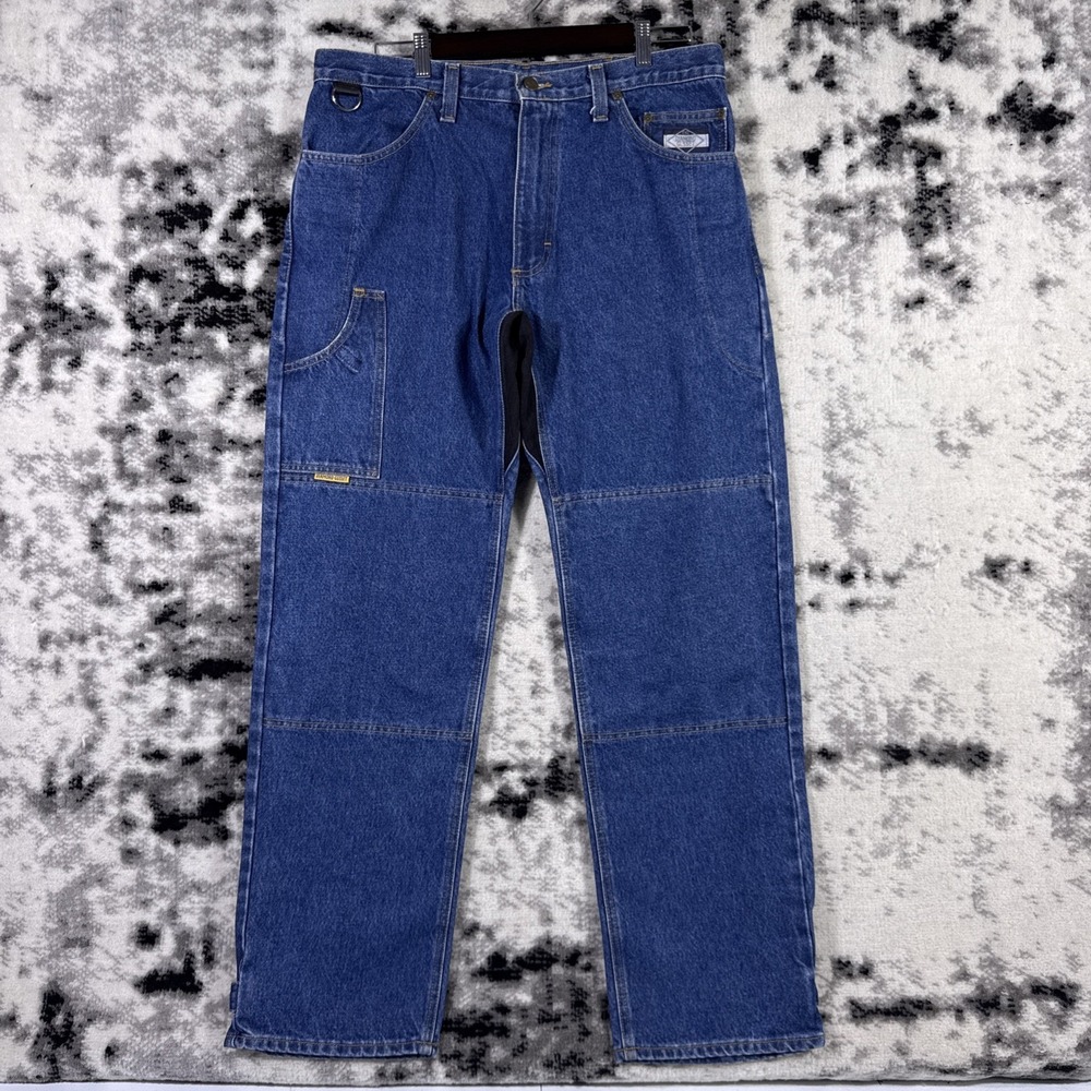 Diamond Gusset Jeans Mens Size 36x32 Kev Cotton Riding Biker Y2k Street Punk
